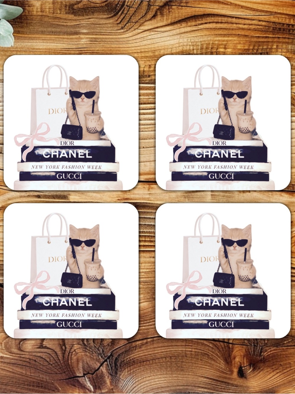 HANDMADE FASHION Set of 4 Ceramic Drink Coasters